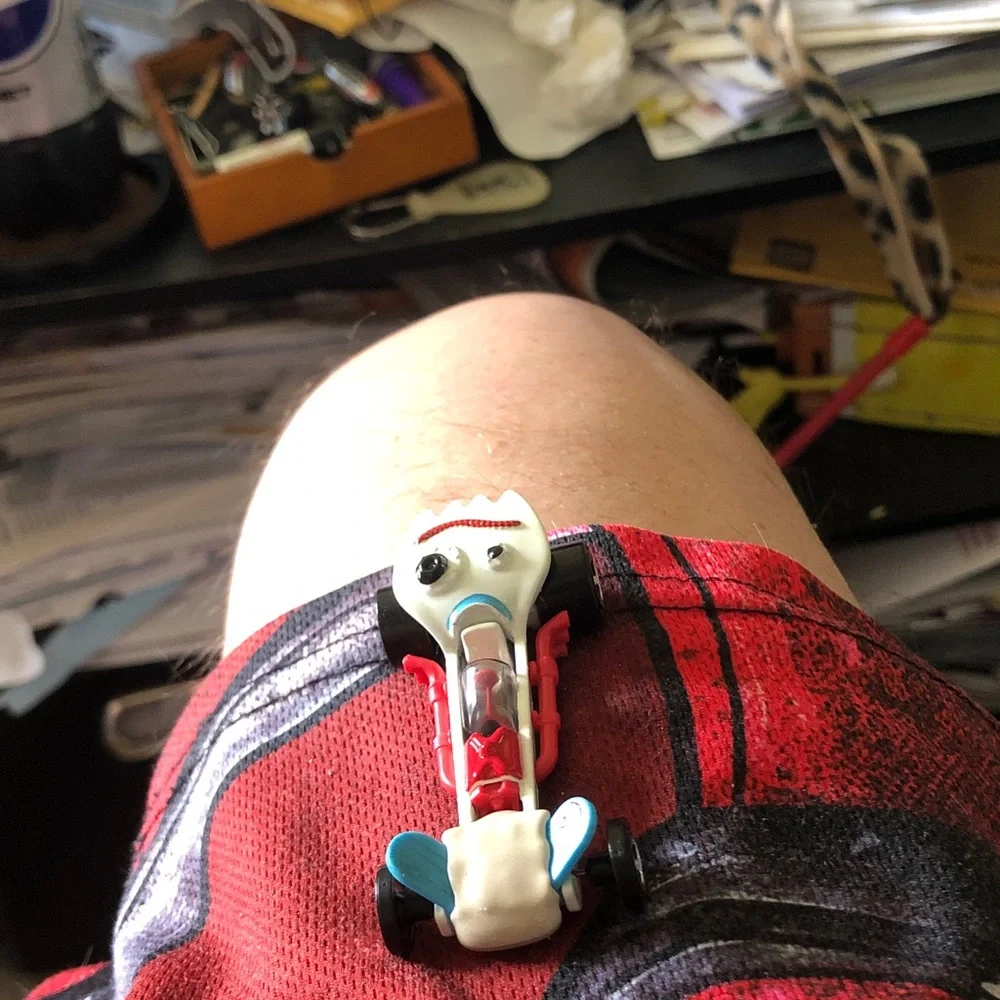 Toy Character Race Car - White, Red, Blue